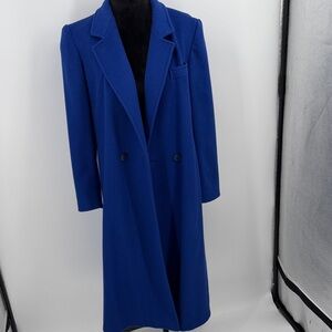 Ashley Scott petite medium trench coat Blue Double-Breasted wool women’s vintage
